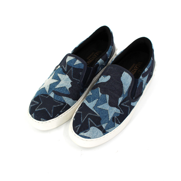 Valentino Garavani Blue Denim Star Patchwork Skate Sneakers 36 Navy Leather Shoe - Picture 2 of 8